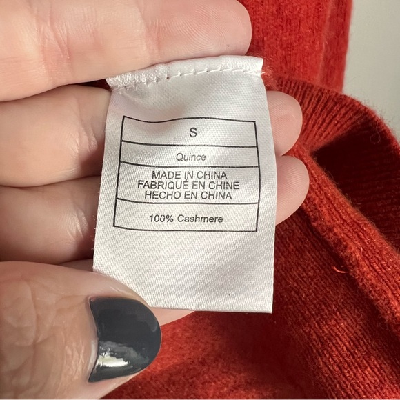 Quince Cashmere Autumn Fall Sweater Orange Pumpkin Crewneck - Picture 3 of 3